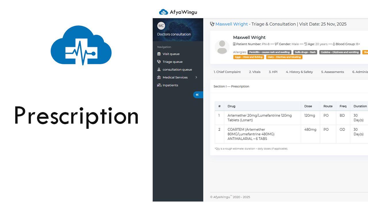 How to Record Patient Prescriptions in AfyaWingu: Complete Guide to Section 9