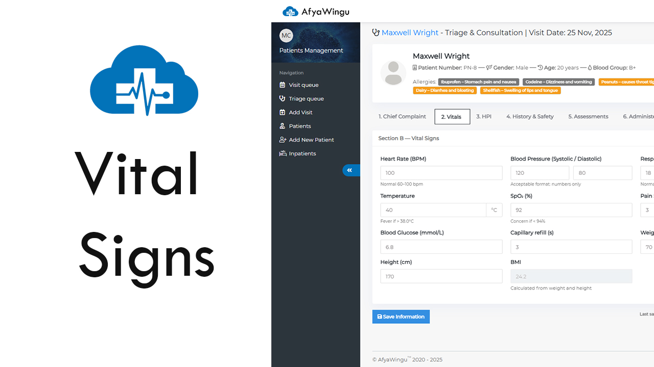 How to Record & Interpret Patient Vitals in AfyaWingu – Step-by-Step Guide